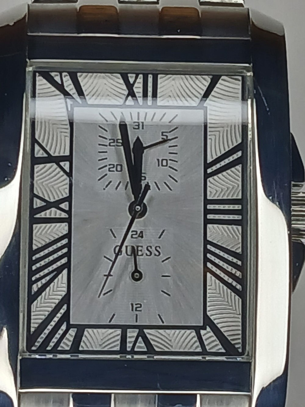 GUESS Silver Men's Rectangular Stainless Steel Watch - Picture 9 of 10
